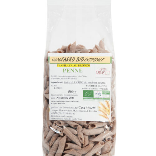 Penne trafilate al bronzo 100% farro dicocco biologico