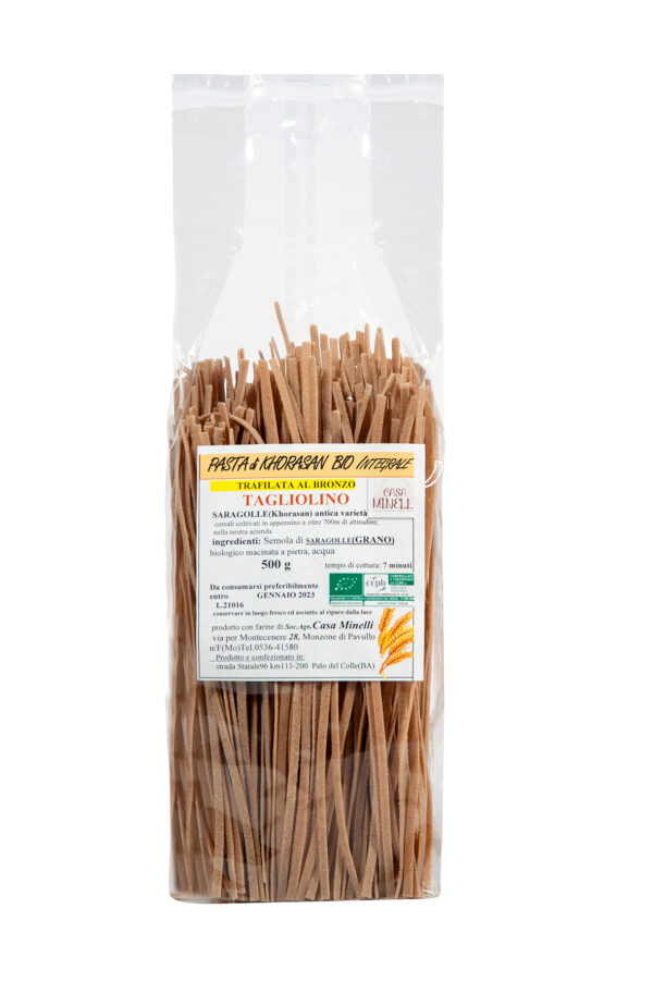 Tagliolini trafilati al bronzo 100% khorasan biologico