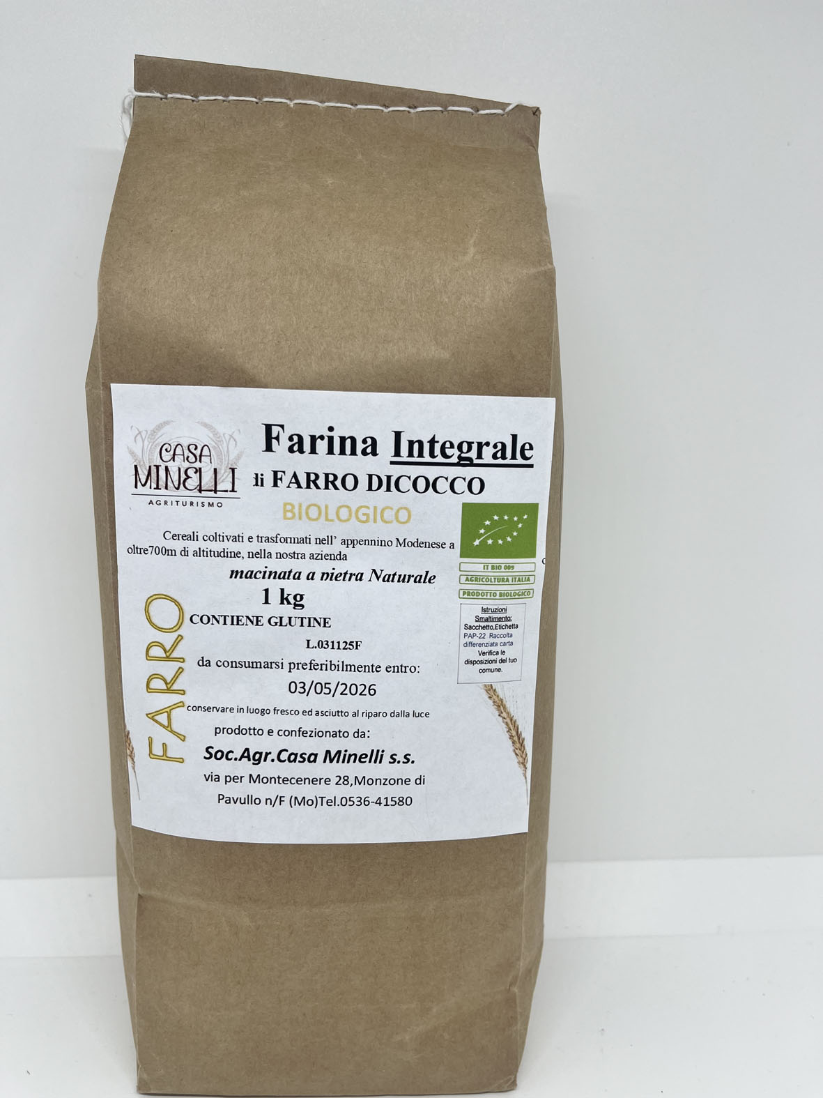 Farina di farro dicocco integrale biologica