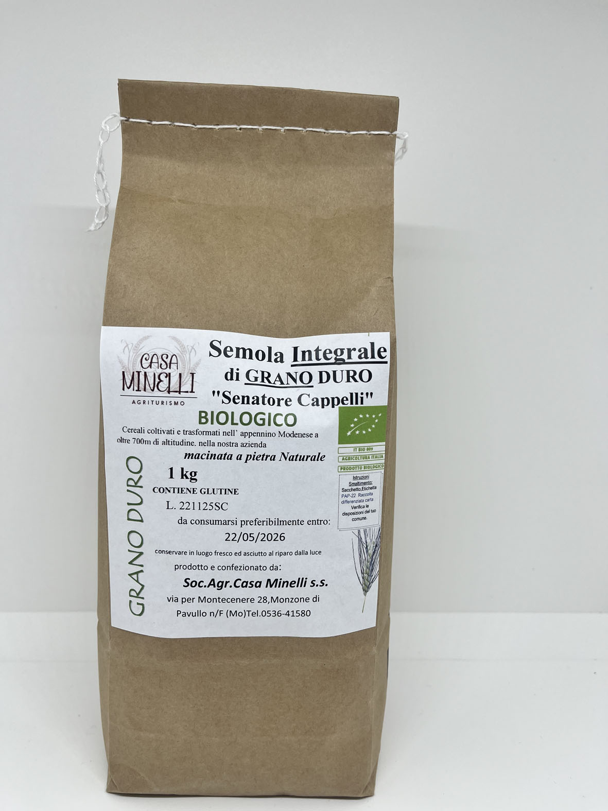 Semola integrale di grano duro (senatore cappelli) biologica