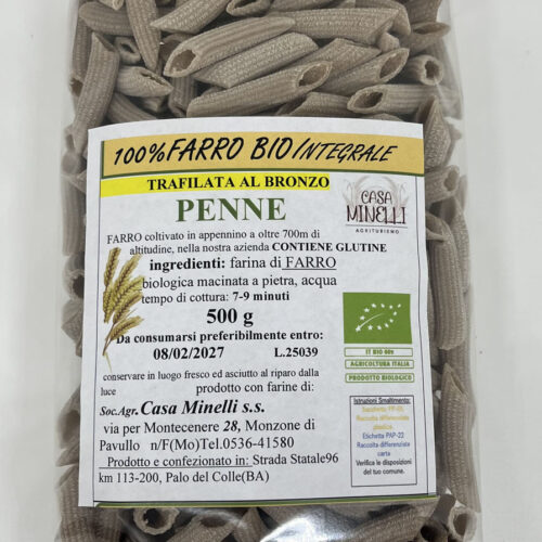 Penne trafilate al bronzo 100% farro  biologico