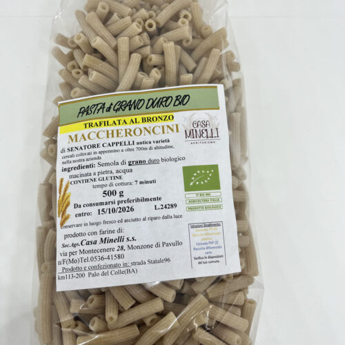 Maccheroncini trafilati al bronzo 100% farro monococco biologico