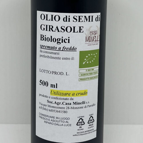 Olio di semi di girasole spremuto a freddo biologico